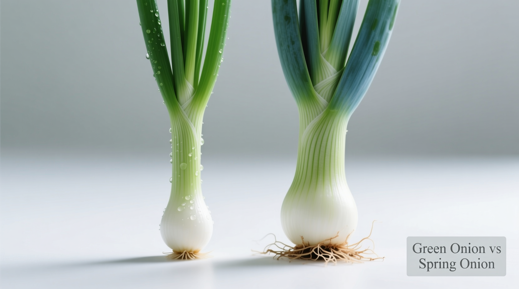 Green onion and spring onion side-by-side comparison