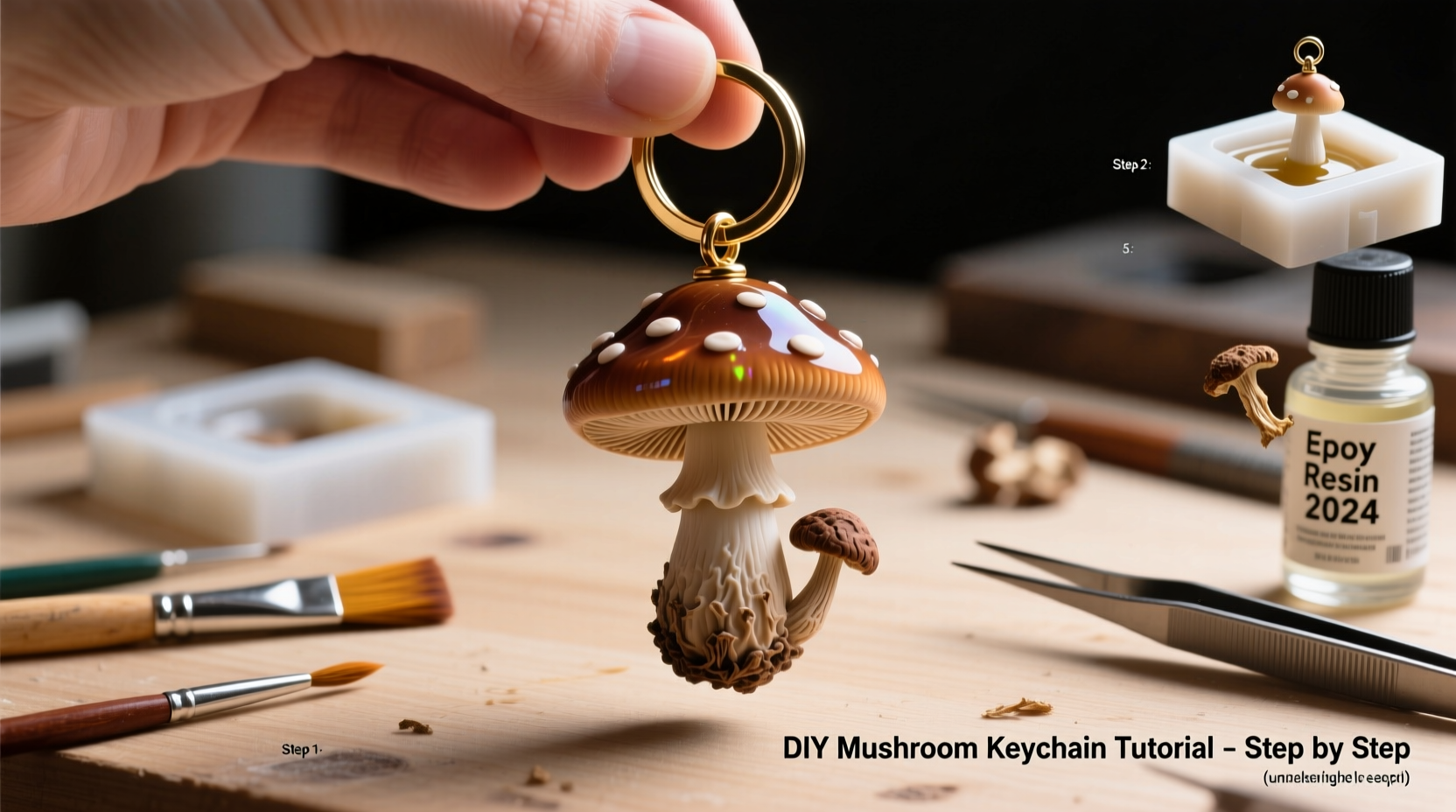 step by step guide to crafting a unique diy mushroom keychain pendant
