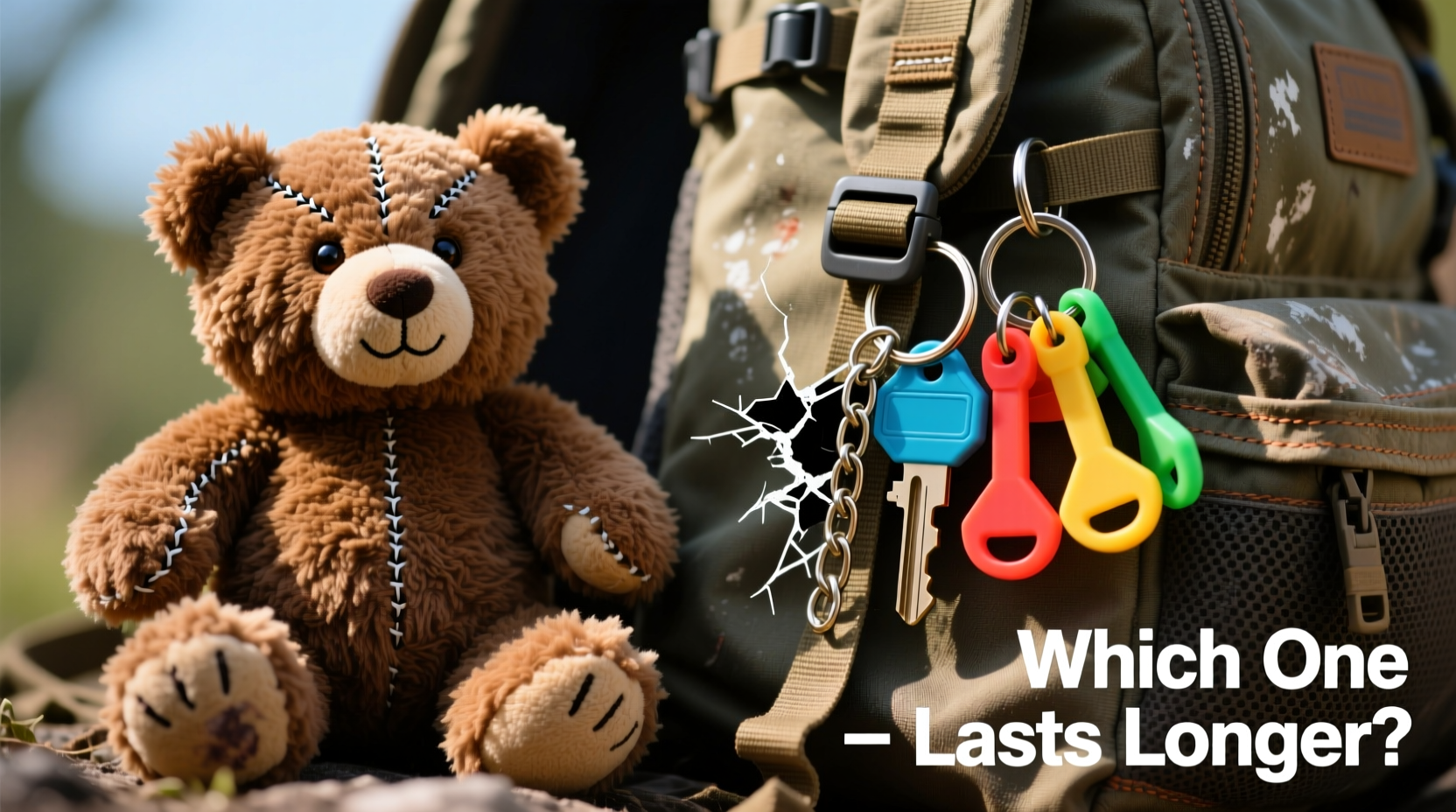 plush bear vs plastic keychains which one is less likely to fall apart on my backpack