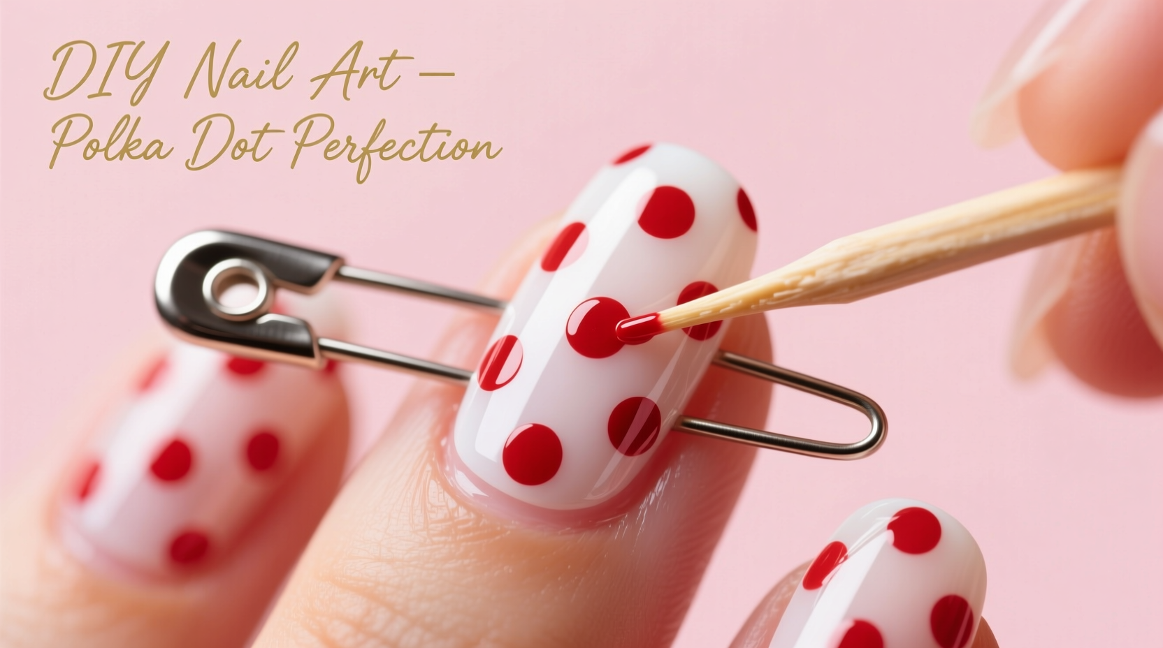 Polka dot nail design using bobby pins and toothpicks