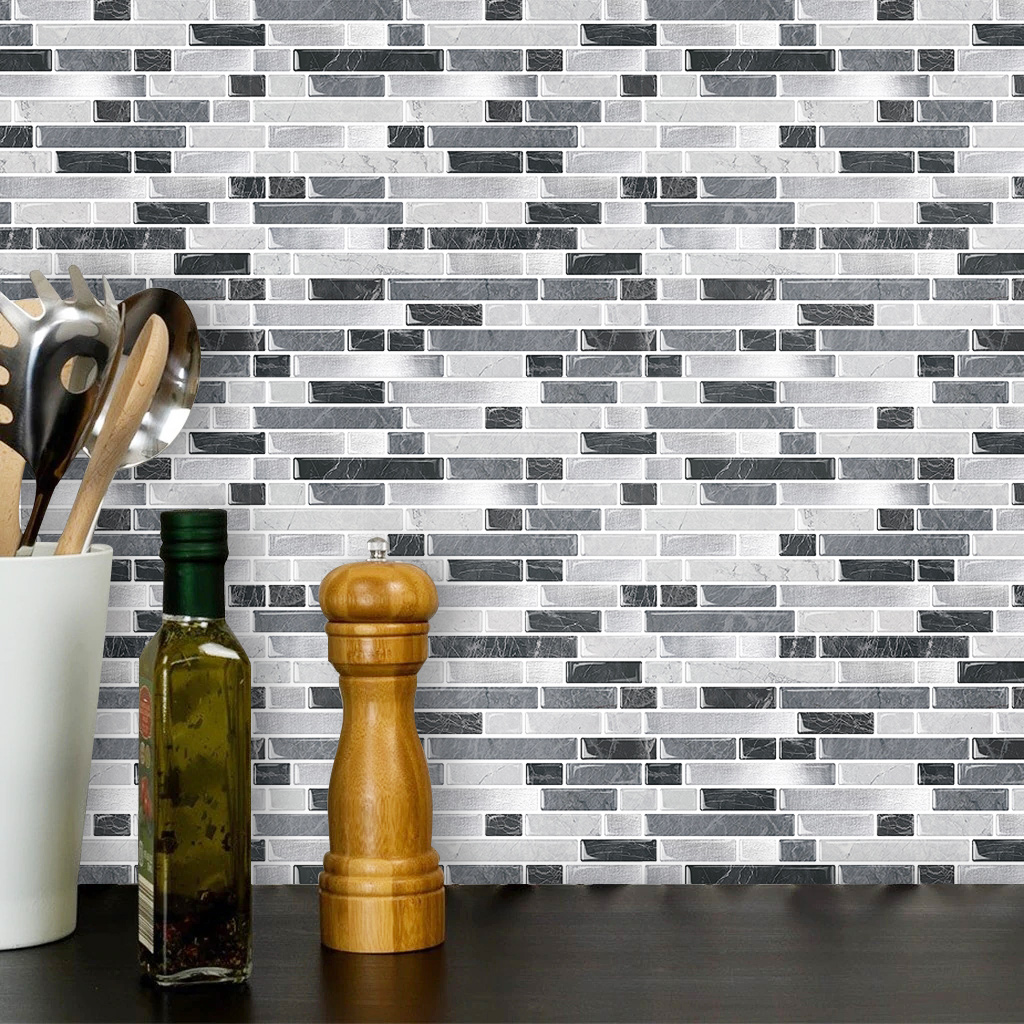 Black and white rectangular wall stickers crystal Epoxy 3D effect wallpaper beautiful luxury DIY wall stickers