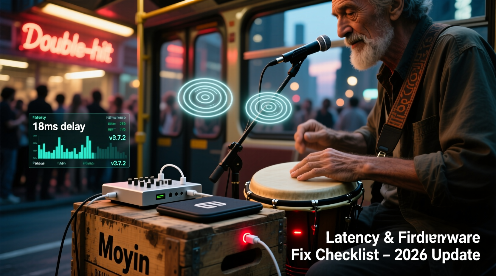 Why do Moyin drum pads trigger double-hits on busking setups with USB-C audio interfaces in 2026 — latency & firmware fix checklist