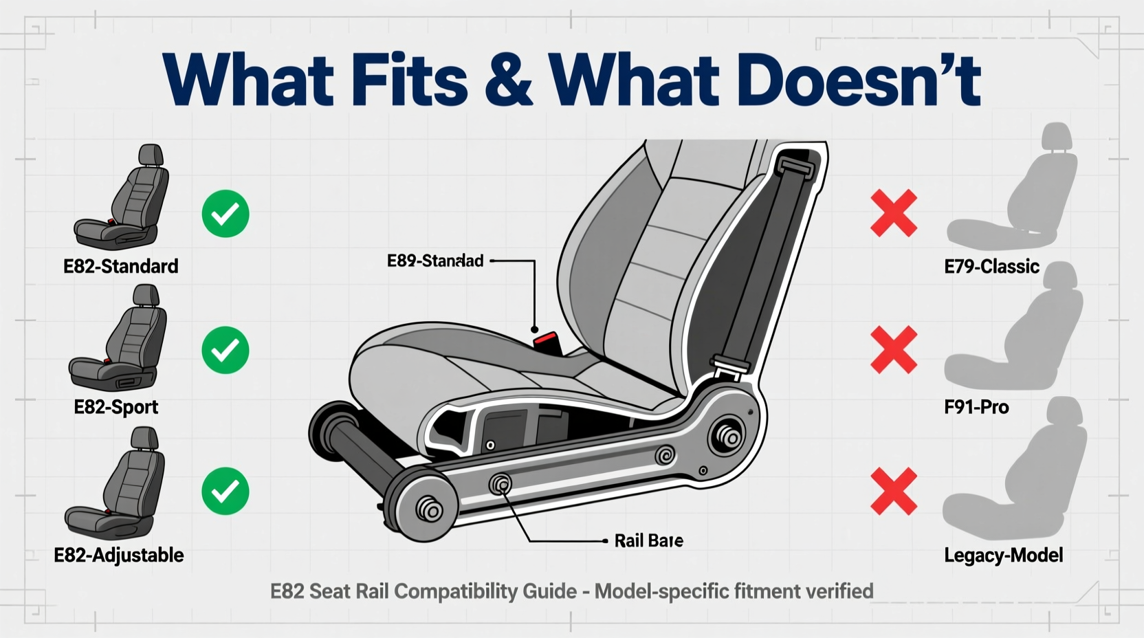 e82 seat rail compatibility issue