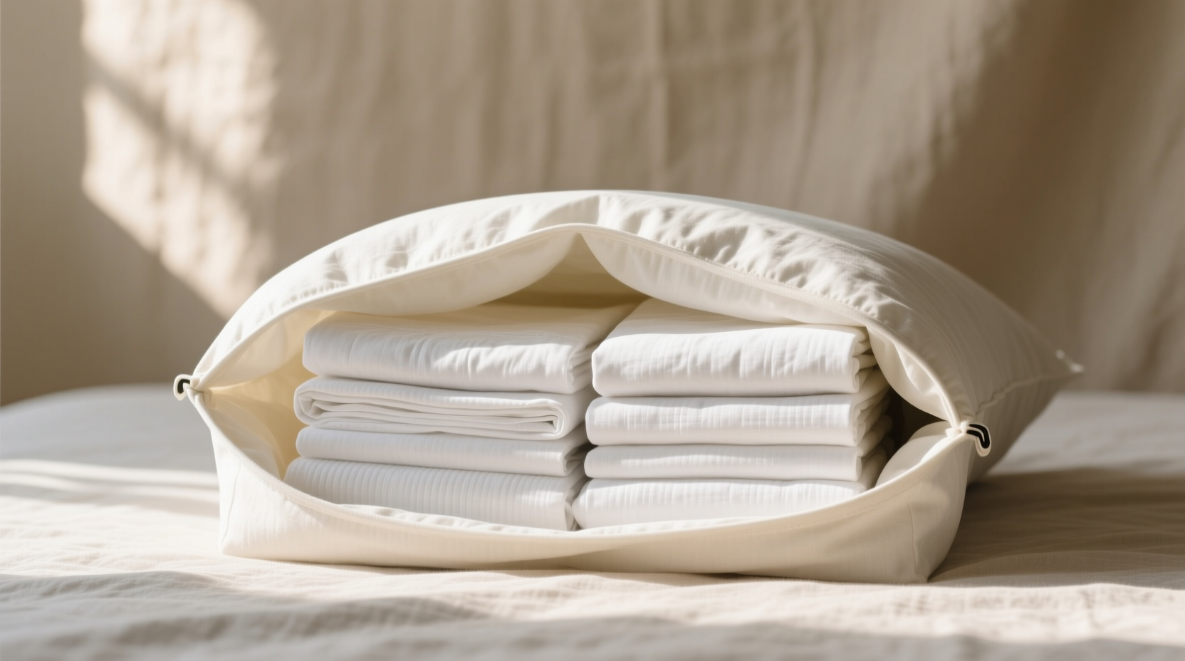 store sheet sets inside a pillowcase