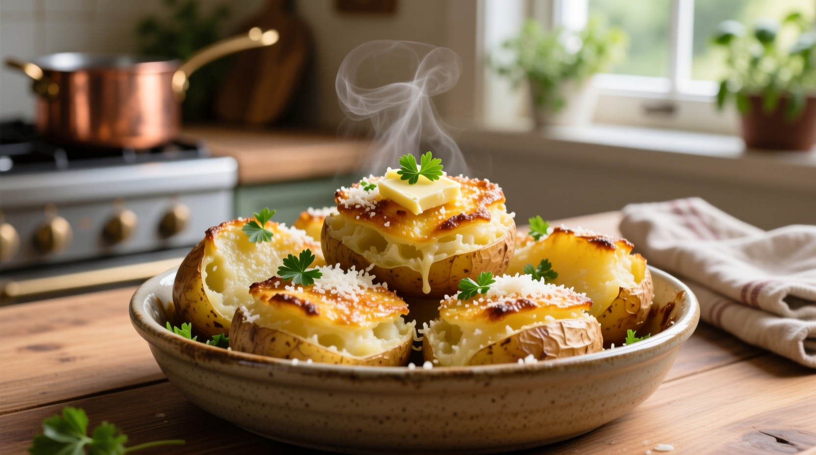 garlic parmesan smashed potatoes