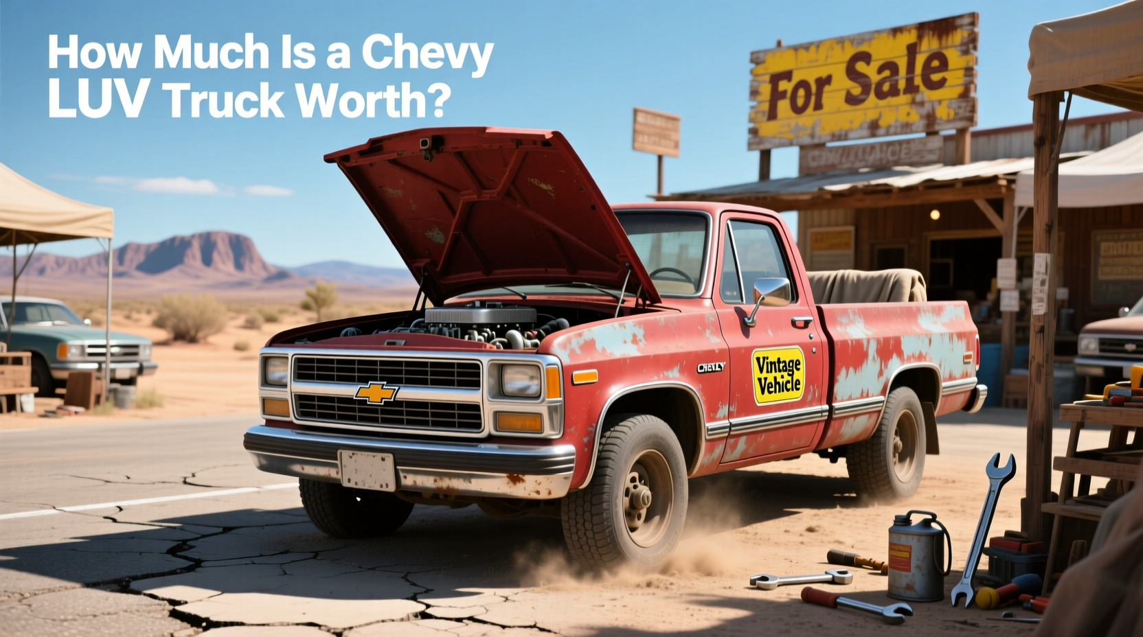 1980 Chevy LUV pickup truck for sale, front three-quarter view showing classic styling and chrome trim