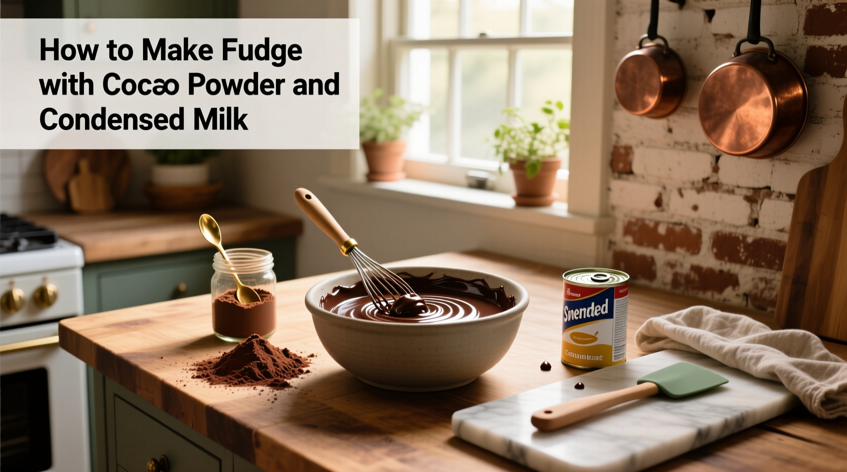 2 ingredient fudge with cocoa condensed milk