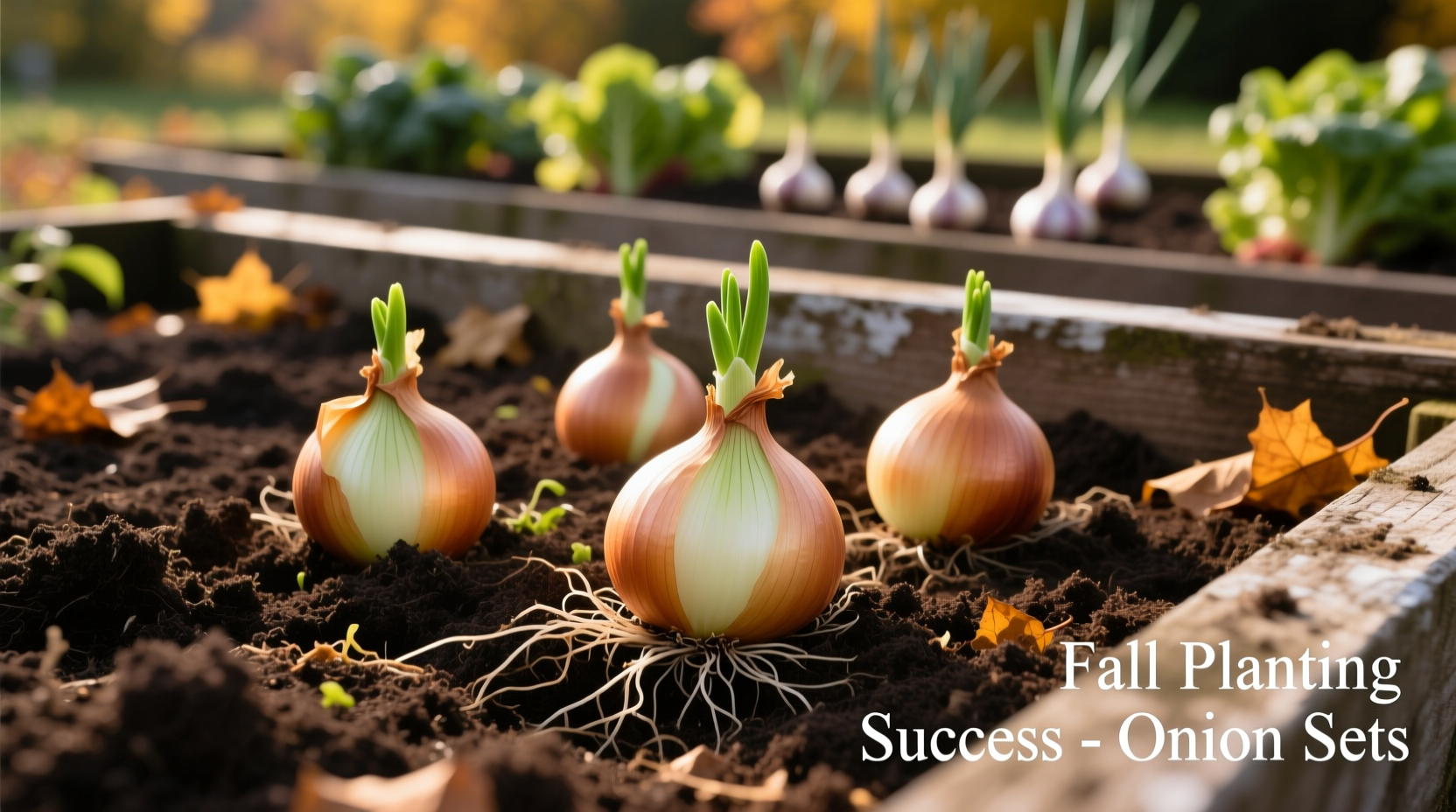 Fall-planted onion sets in well-prepared garden soil