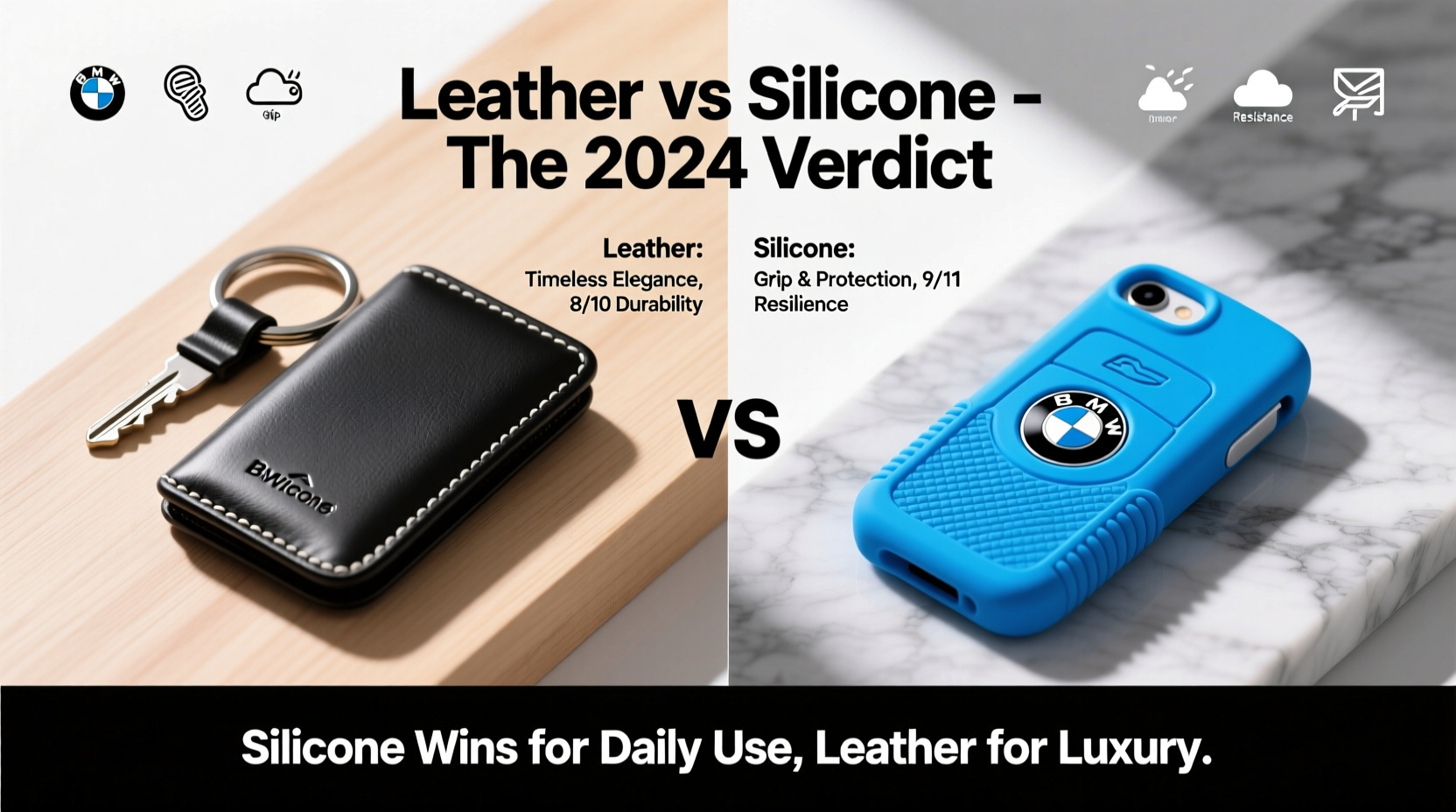 leather vs silicone bmw key case
