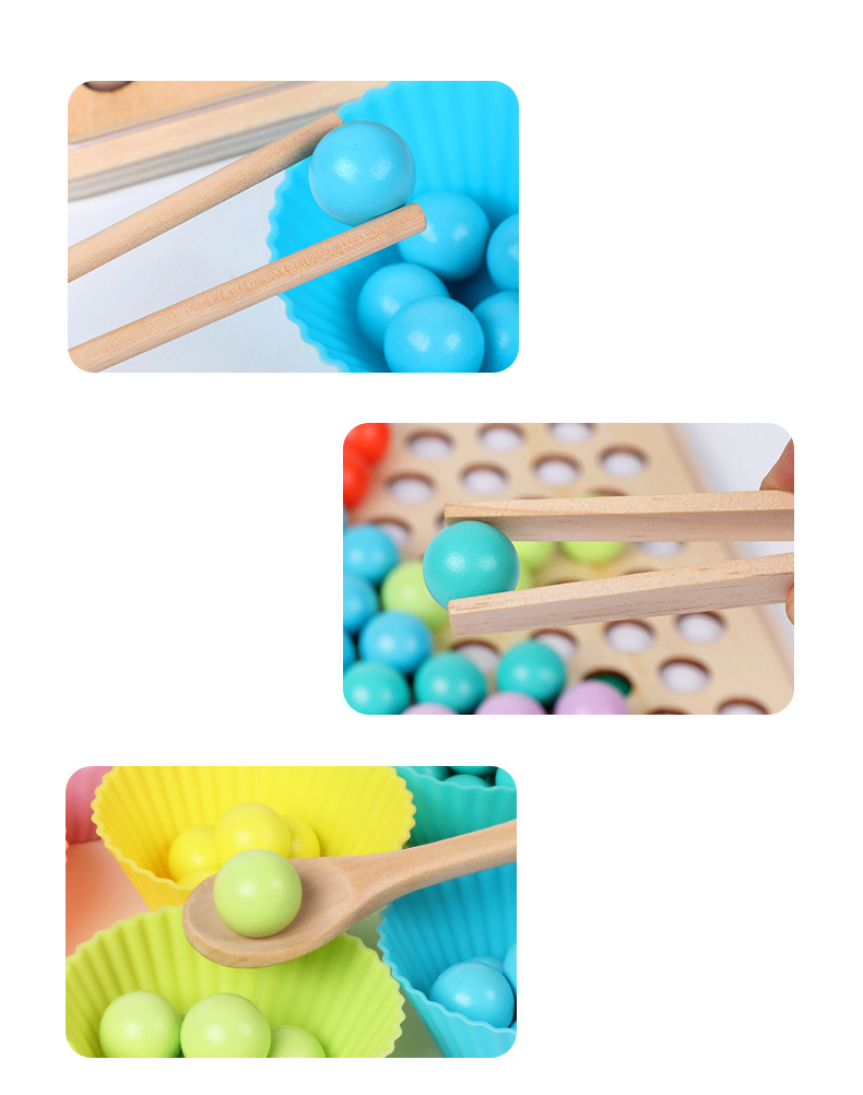 New Design Montessori Wooden Clip Beads Puzzle Board Hot Selling Colorful Kids Hand-on Skills Develop Educational Toys