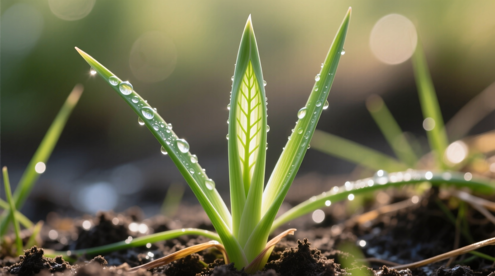 Close-up of onion grass with distinctive hollow leaves