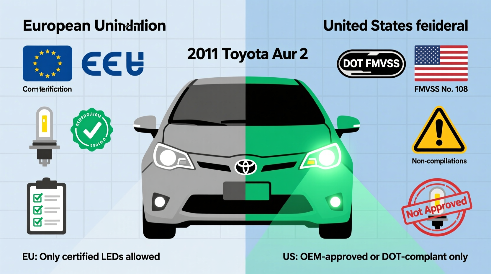 auris 2011 led headlights legality