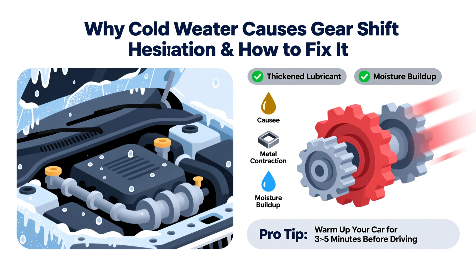 cold weather gear shift hesitation