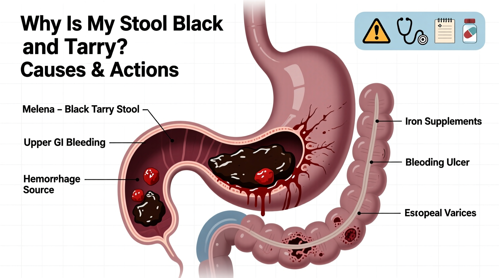 why is my stool black and tarry causes and what to do