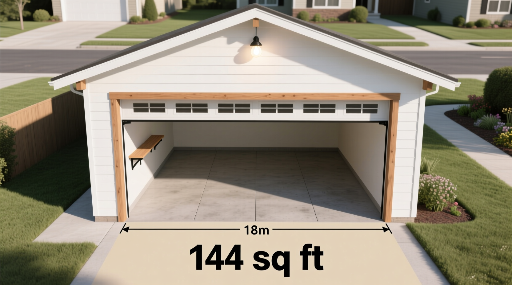 how many square feet in a one car garage