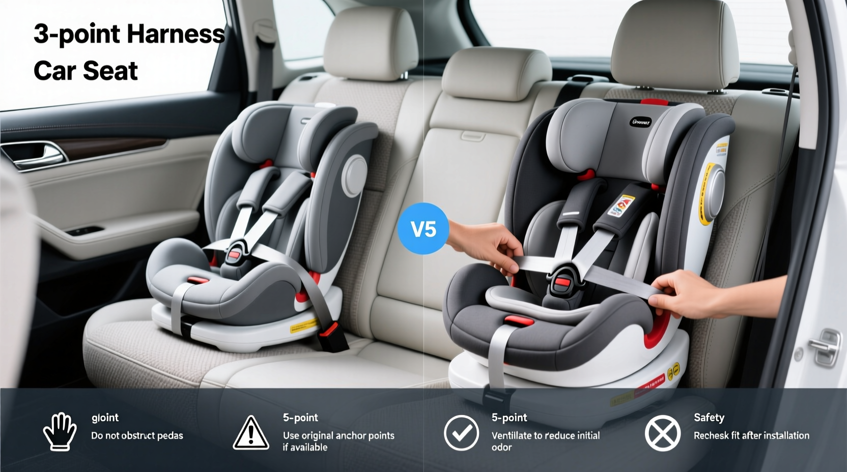 3 point vs 5 point harness car seat