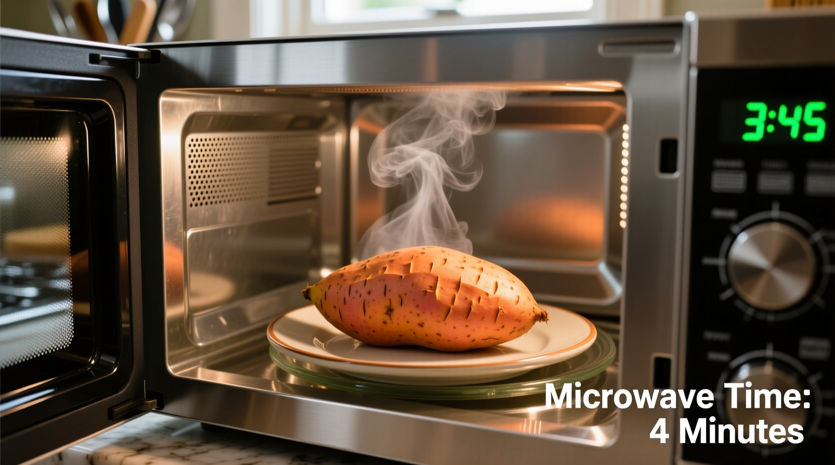 Microwave sweet potato cooking process