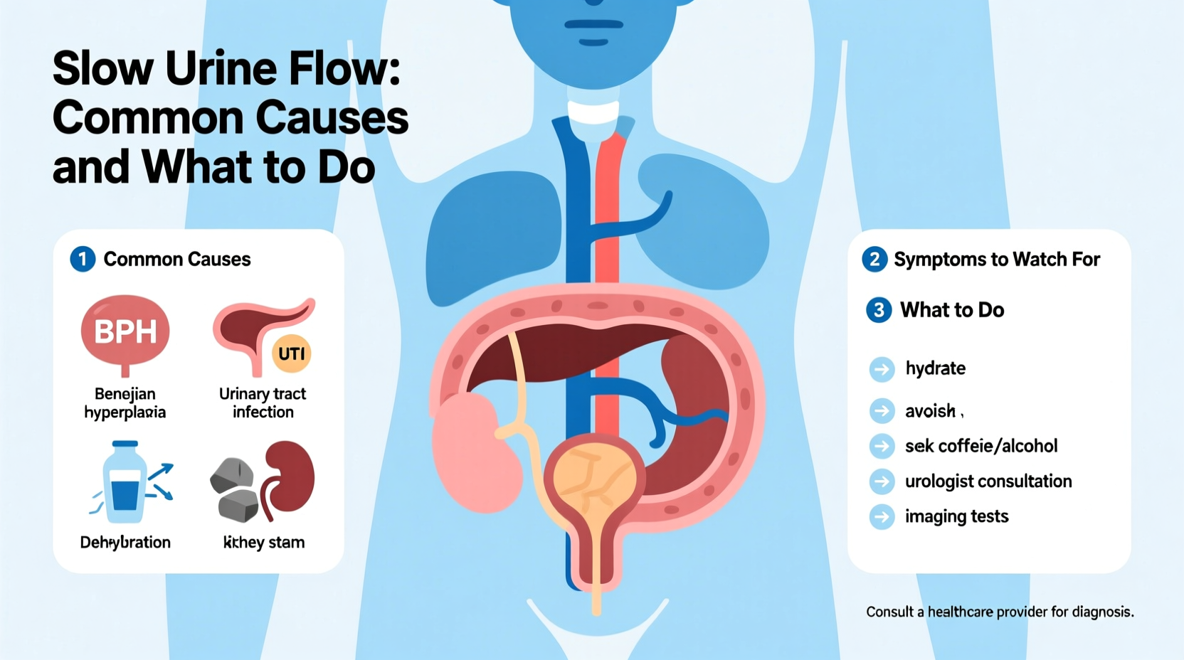 slow urine flow common causes and what to do