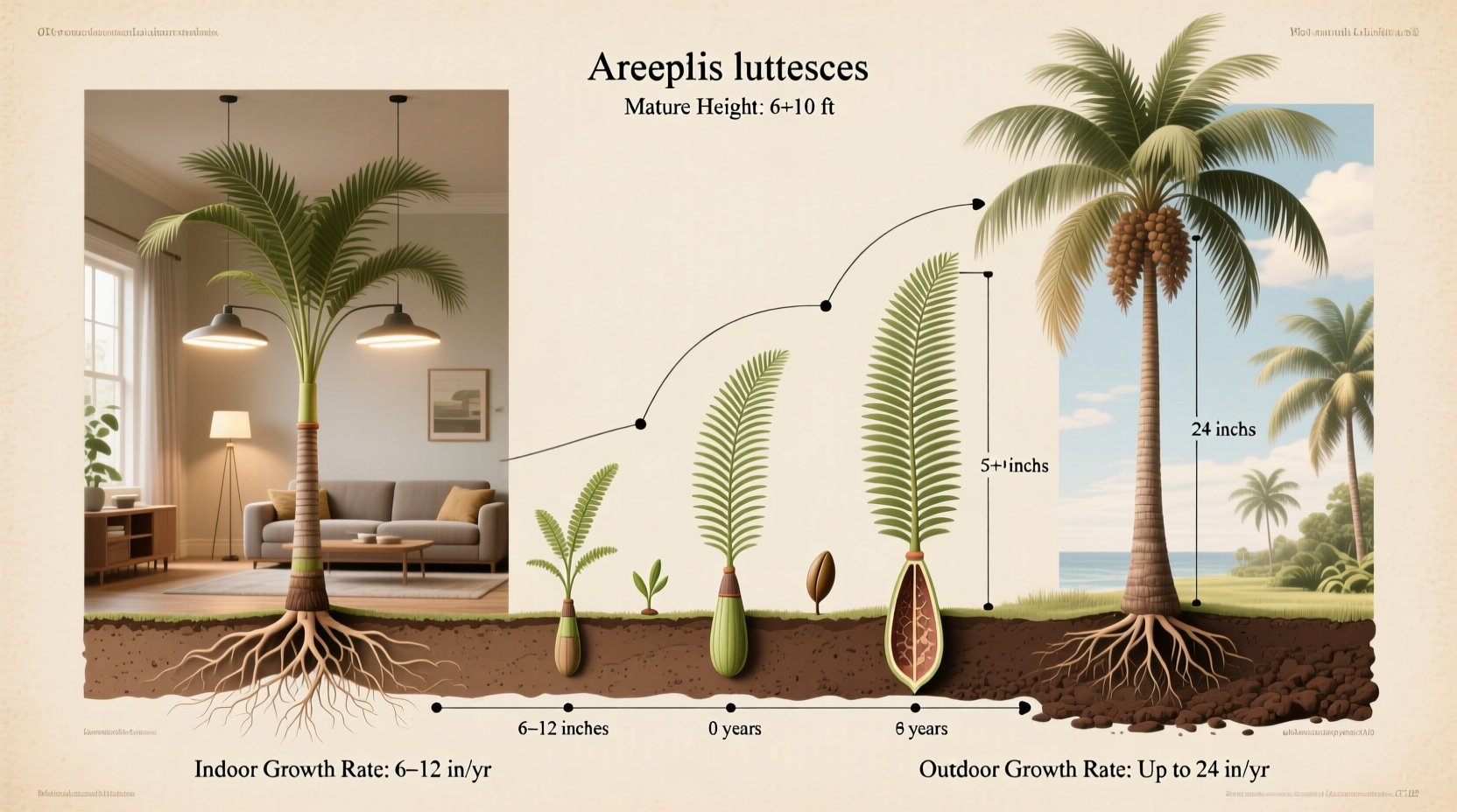 how fast does areca palm grow
