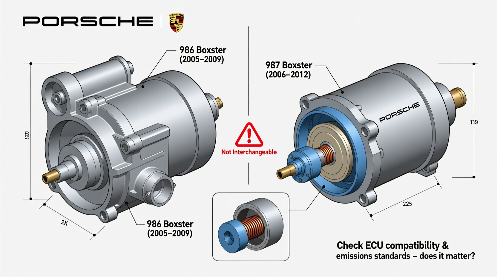 987 vs 986 boxster secondary air pump are they interchangeable and does it even matter