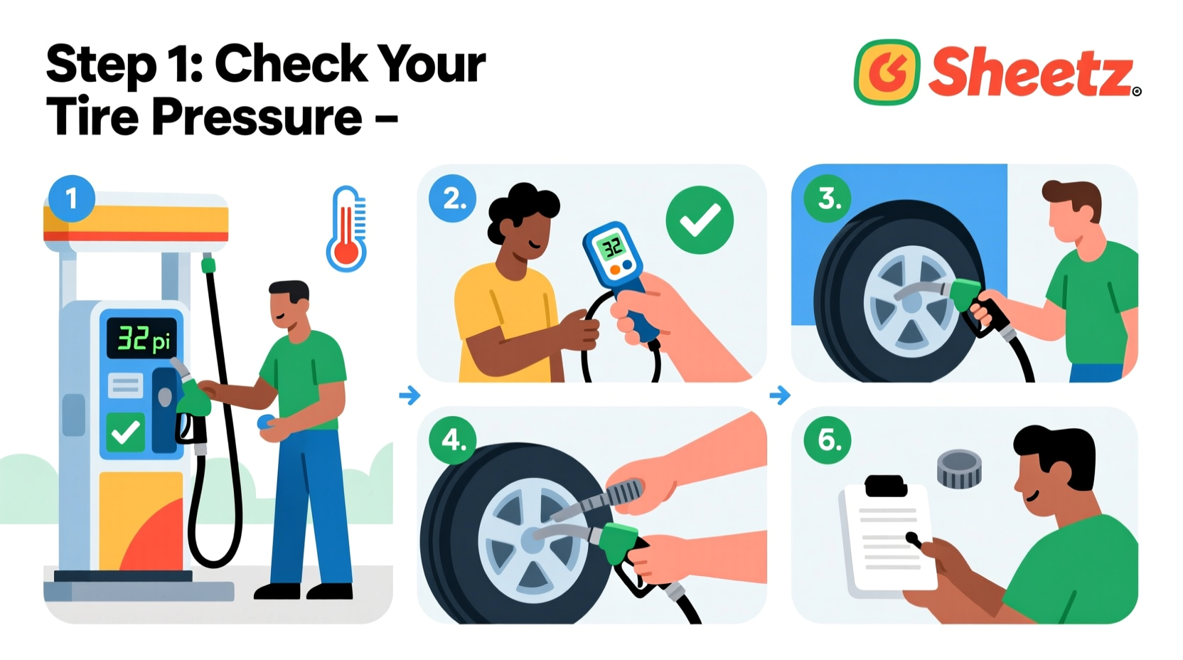 step by step guide to using the air pump at sheetz tips for proper tire inflation