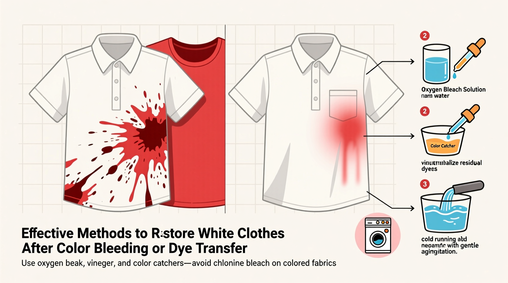 effective methods to restore white clothes after color bleeding or dye transfer