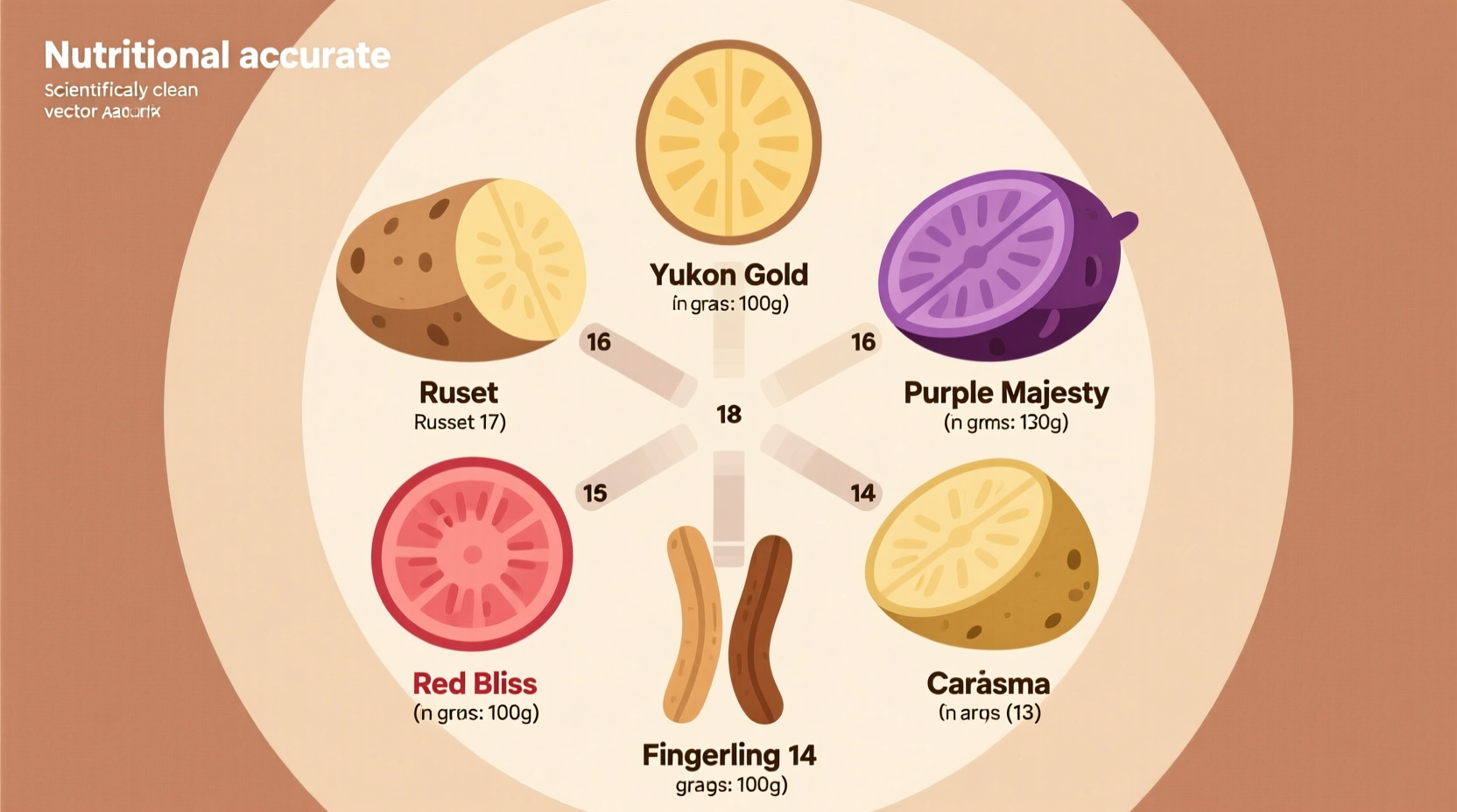 Different potato varieties showing carb content comparison