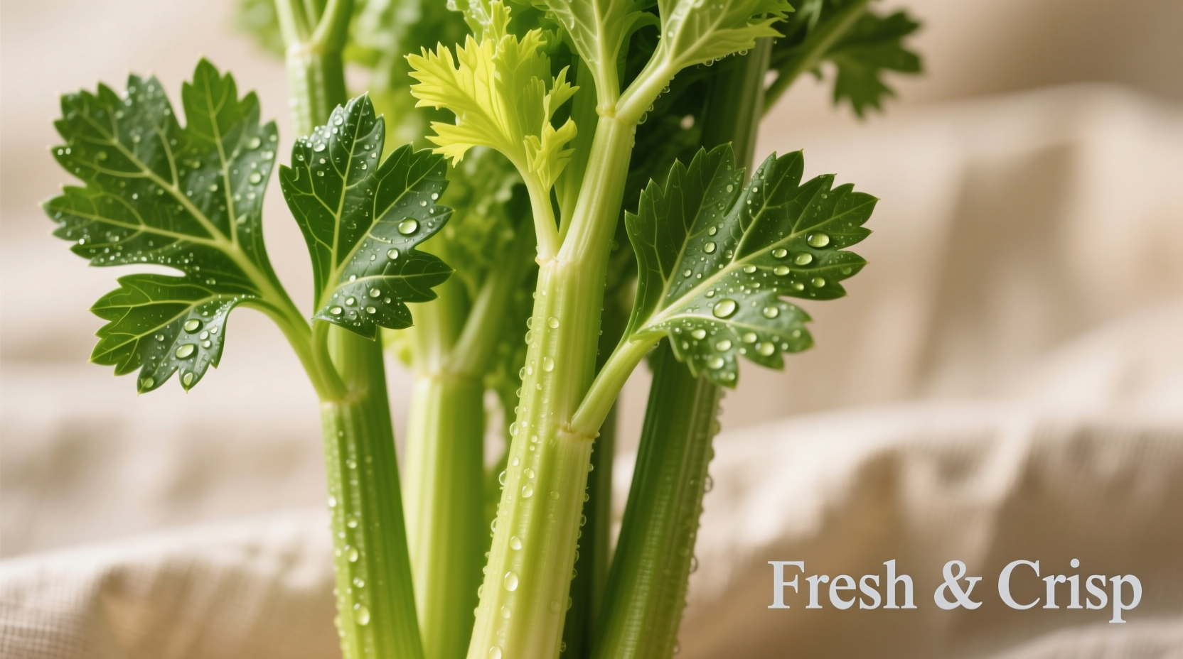 Fresh celery stalks with vibrant green leaves
