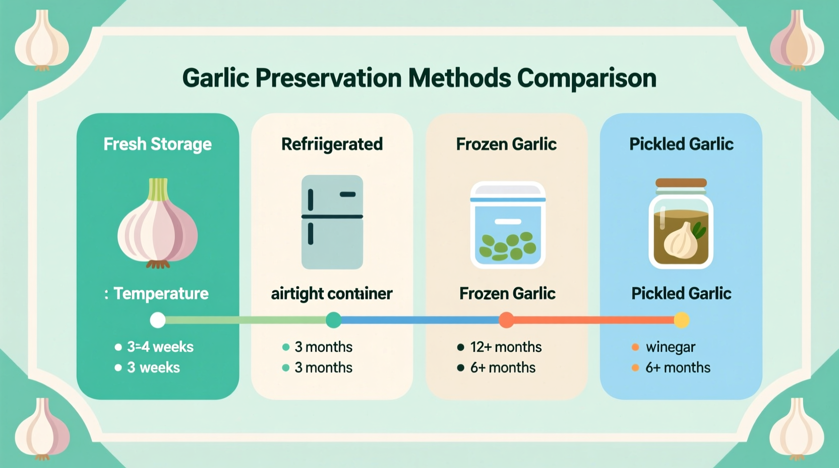 Garlic preservation methods comparison chart