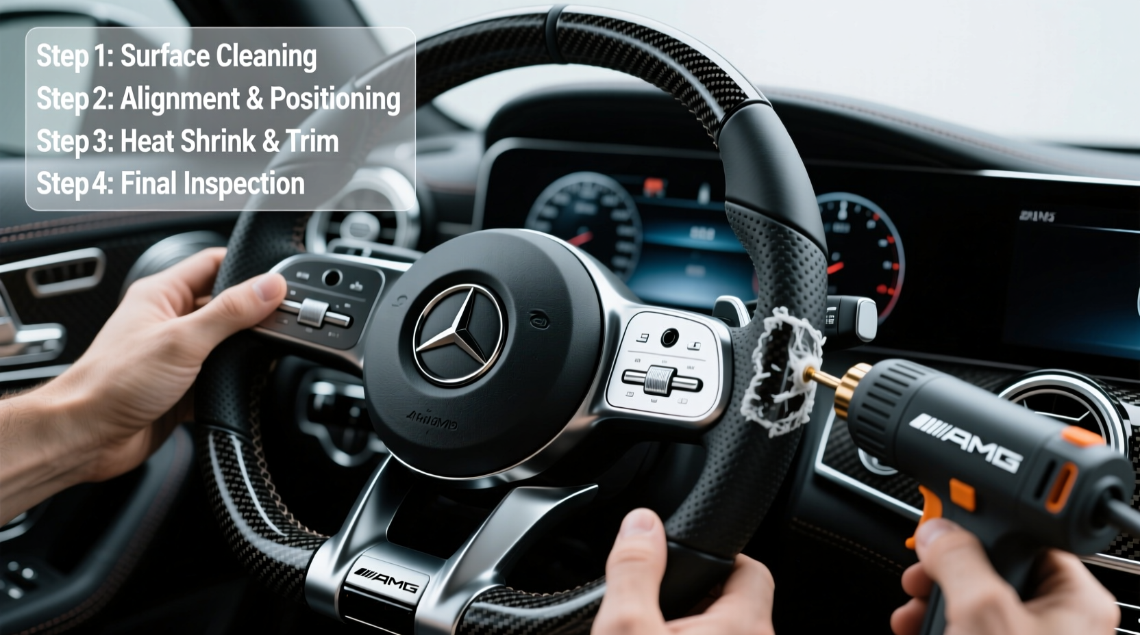 C43 AMG Steering Wheel Wrap Install Guide for W206