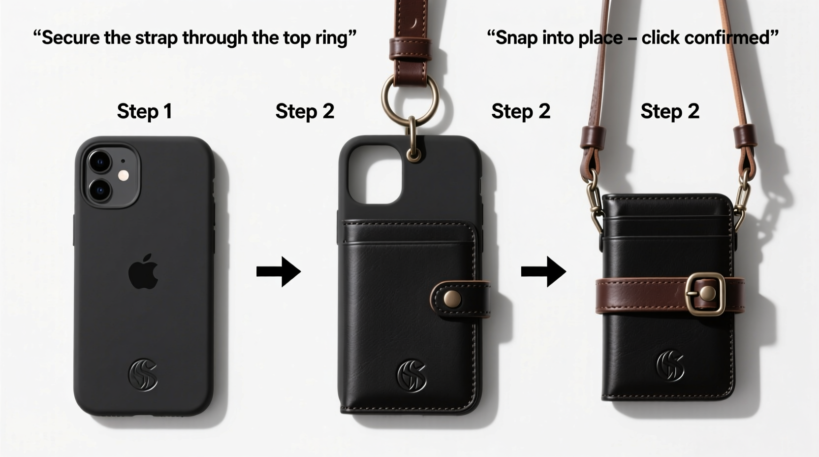 step by step guide to securely attach a shoulder strap to your iphone wallet case