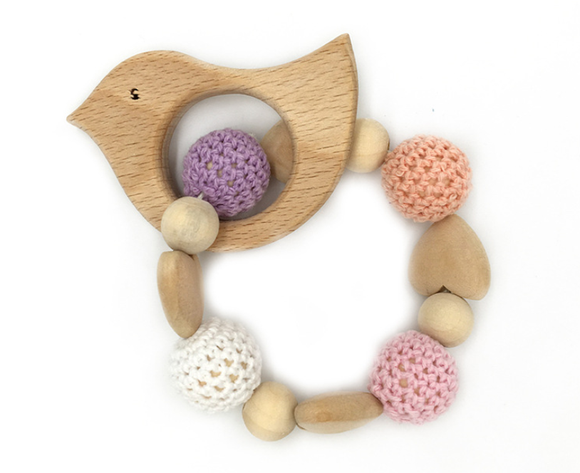 Wholesales Baby Teether Bracelet Wooden Teething Toys Nursing Toddler Toys Animal Molars Teeth Bracelet Toy