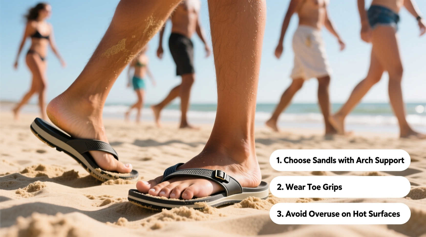 effective strategies to prevent foot injuries in clip toe sandals on the beach