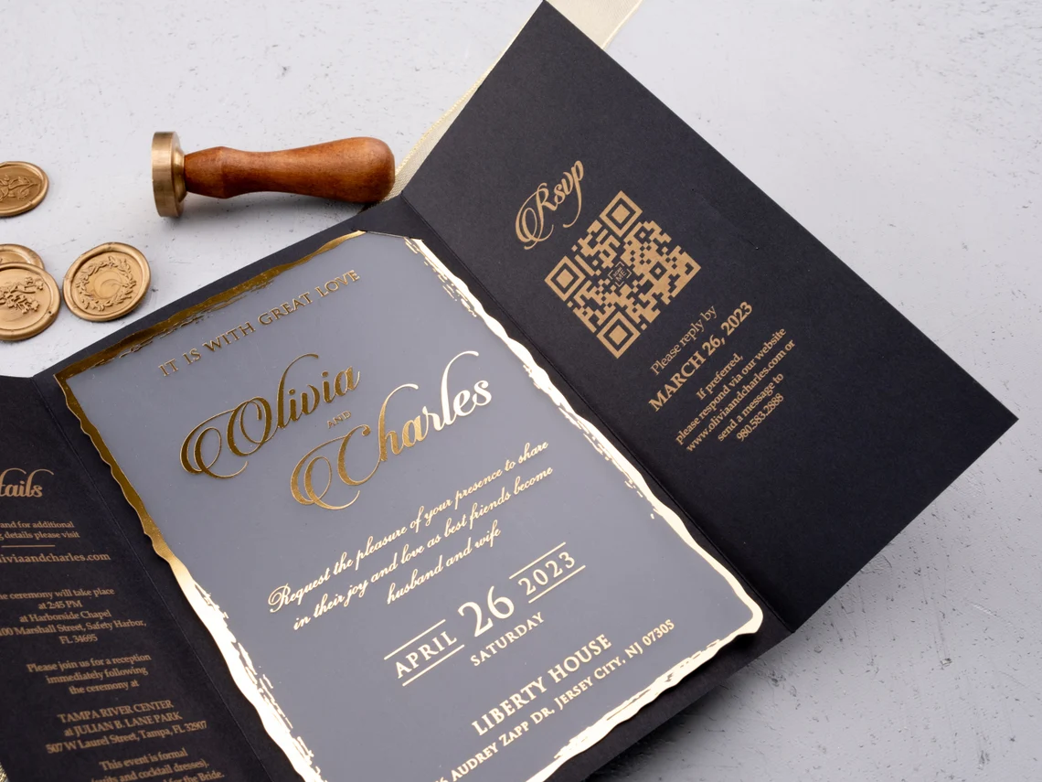 rose gold wedding invitations