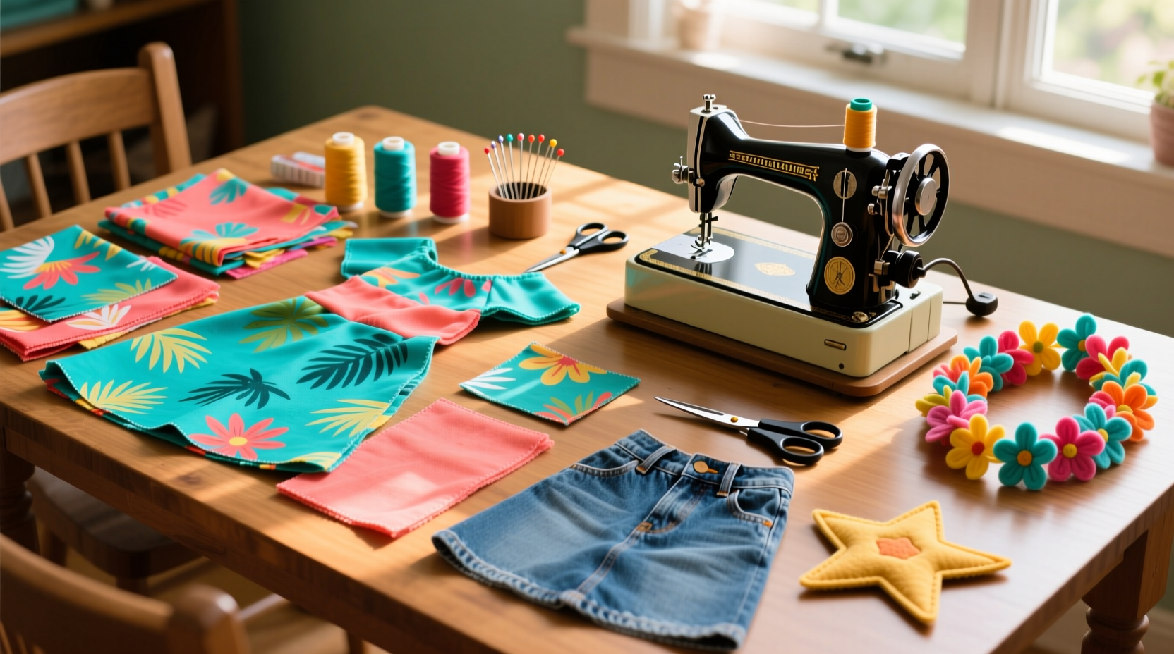 DIY Lilo costume materials laid out on table