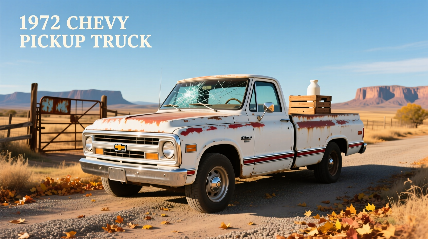 1972 Chevy pickup truck in restored condition on a country road