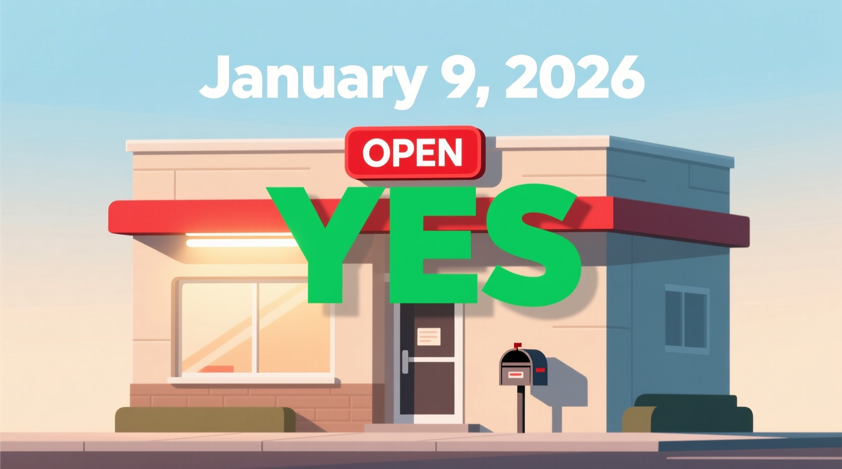 is the post office open on january 9 2026