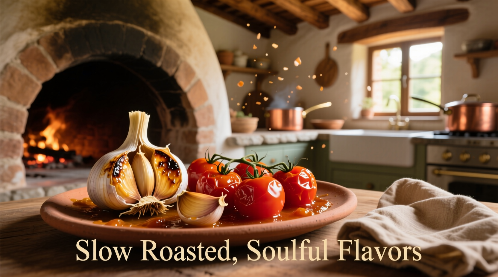 roasting garlic and tomatoes