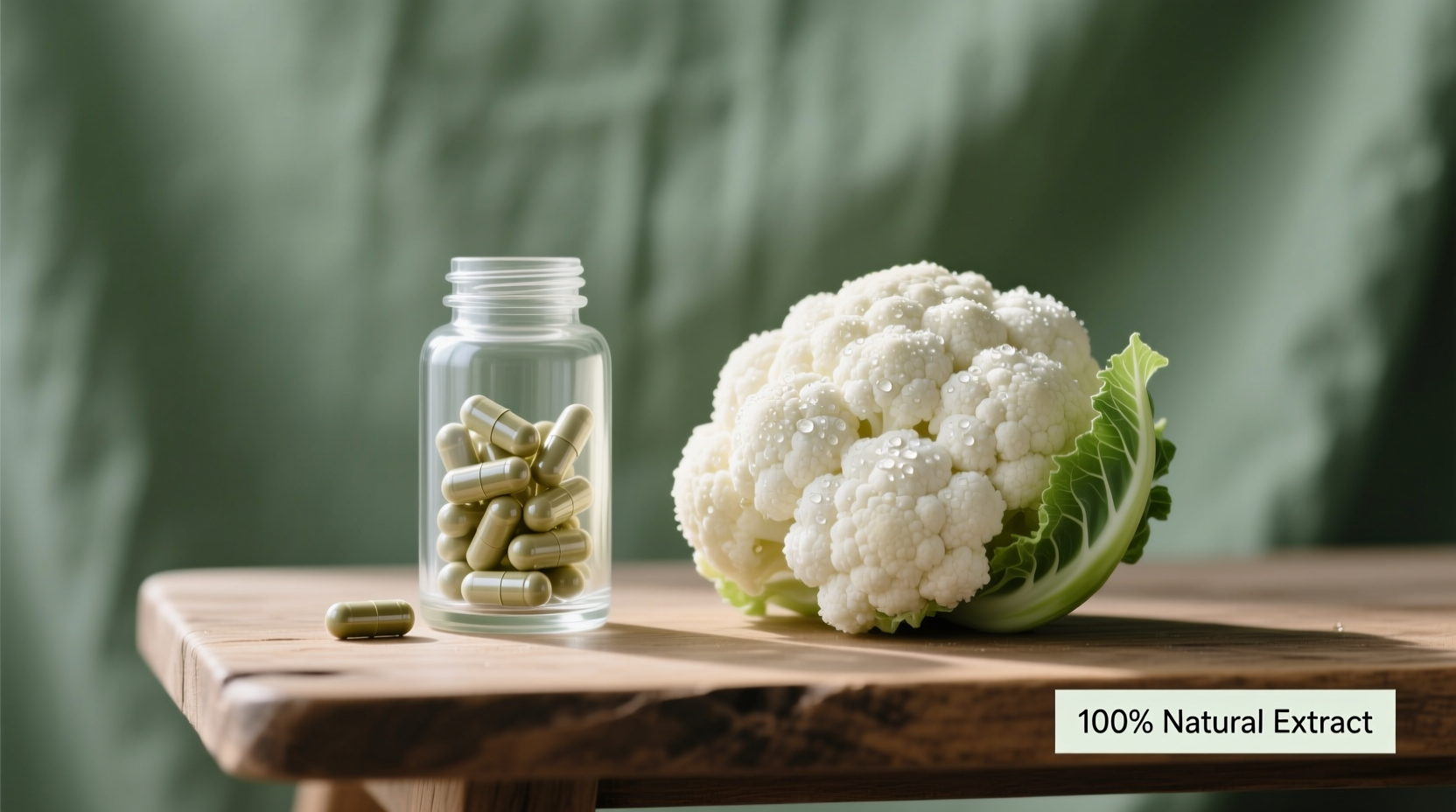 Cauliflower extract capsules and fresh cauliflower