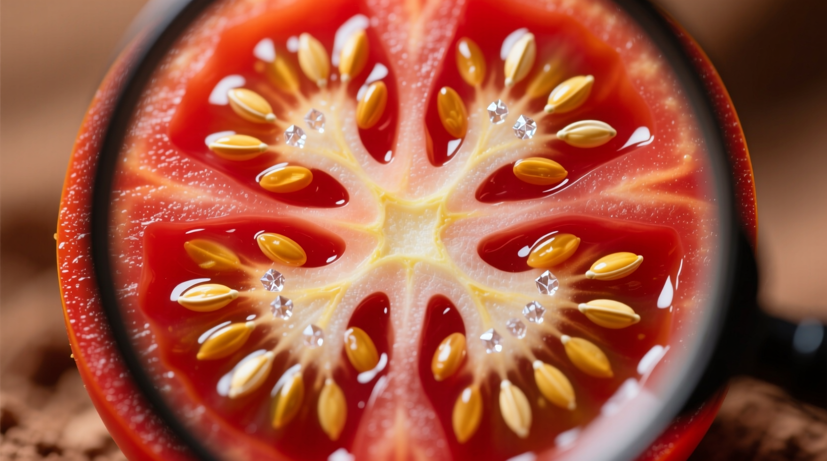 Tomato cross-section showing seed arrangement