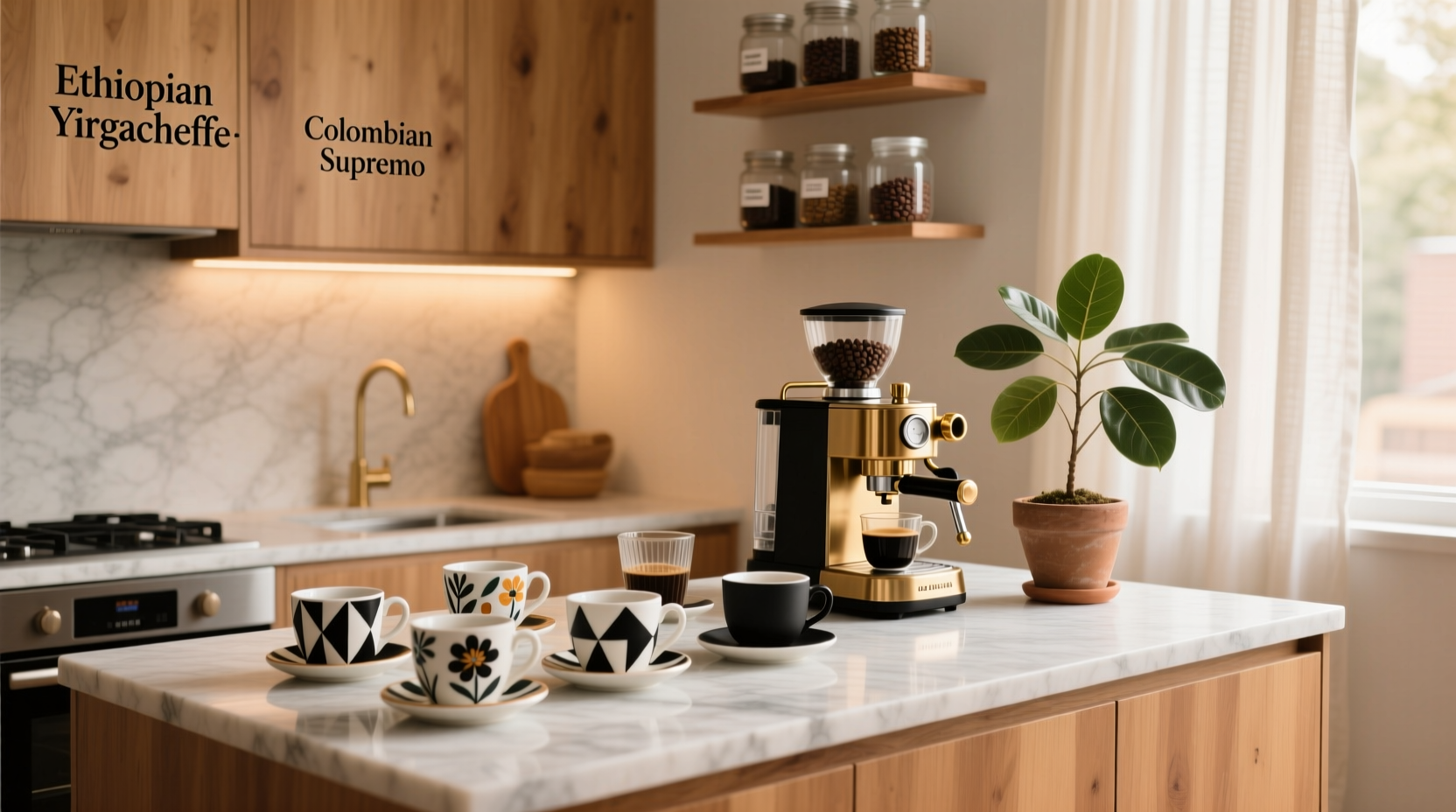 elevate your coffee station creative ways to style with designer cups for a chic and functional space