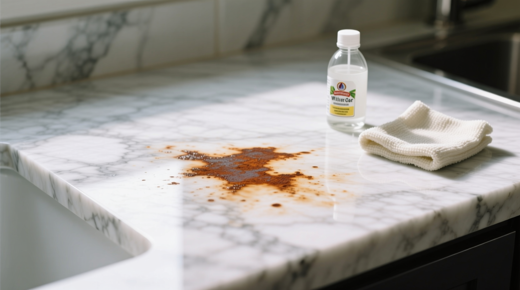 how to remove rust stain from quartz countertop