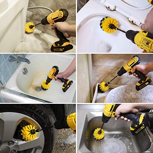 PP 3 Pack Auto Drill Cleaning Brush For Car Wheel 2'' 3.5'' 4''
