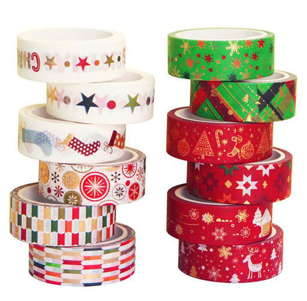 FUNWOOD GQC Xmas Style Decorative Cartoon Design Adhesive Washi Tape Small Order Customized Accept