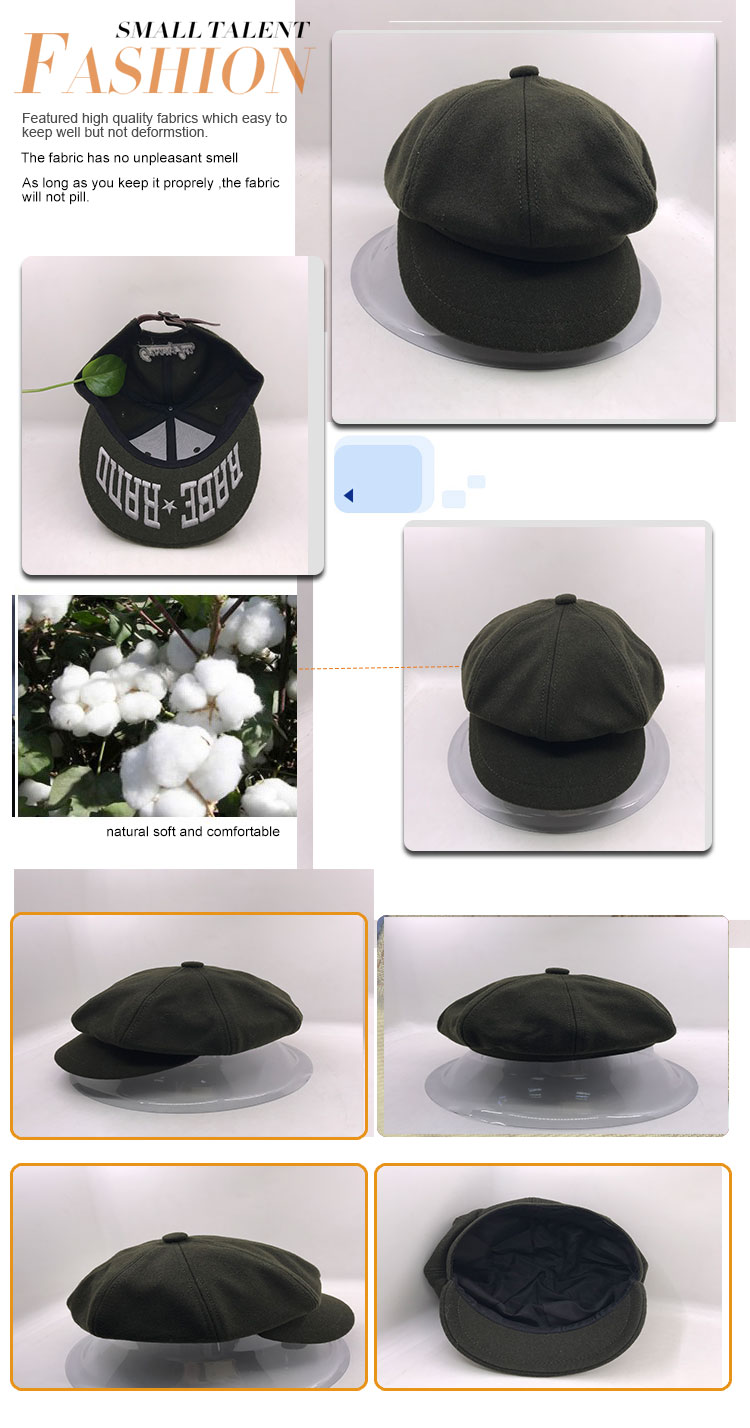 Custom Fabric Leather Fur Wool Winter Hat With Cat Ears