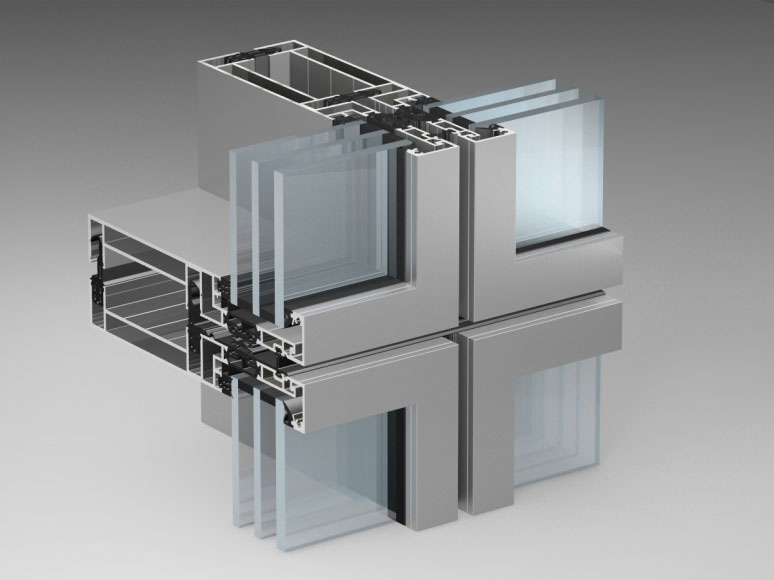 6063 Aluminum Curtain Walls Soundproof Exposed Frame Thermal Insulation