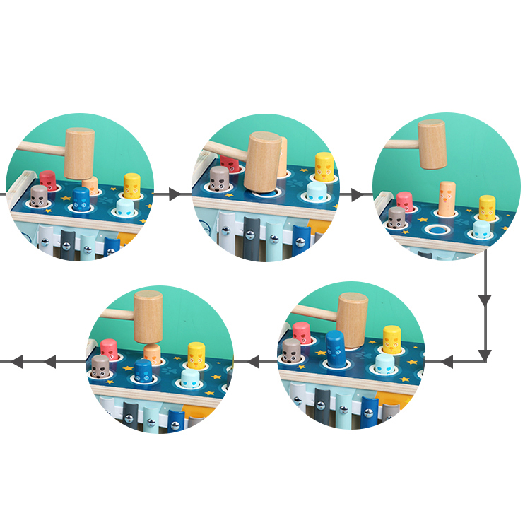 New Arrival 3In1 Multifunctional Wooden Dog Whack-a-mole Game Toys Hot Selling Kids Musical Percussion Educational Instrument