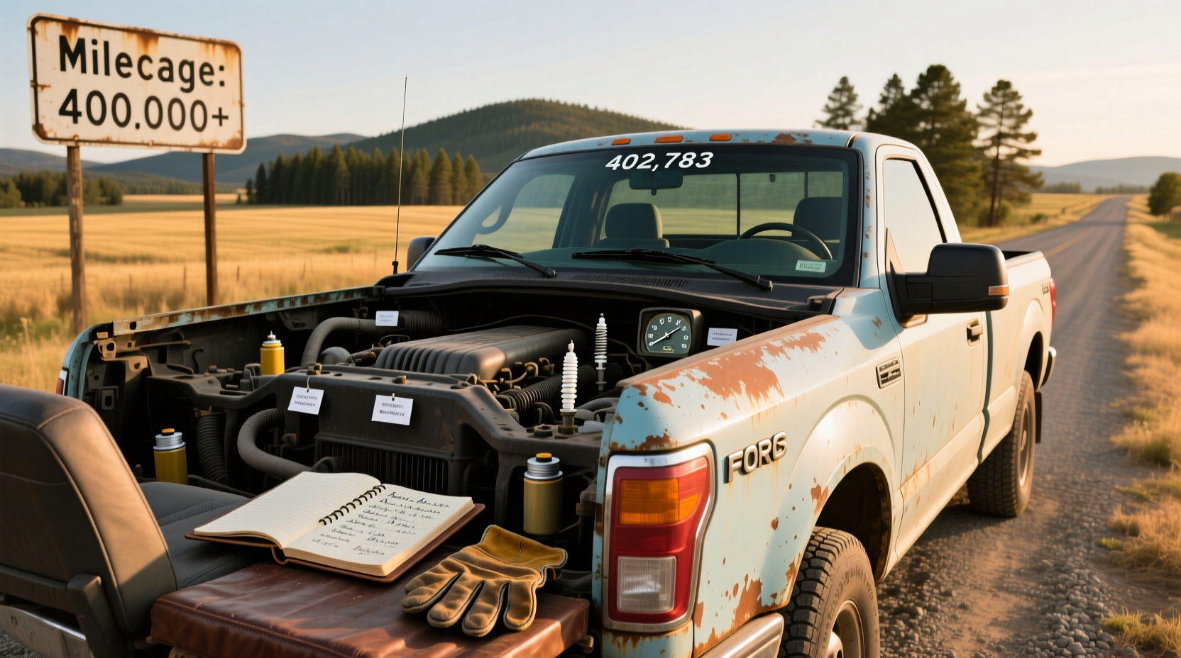 Vintage pickup trucks lined up at outdoor event