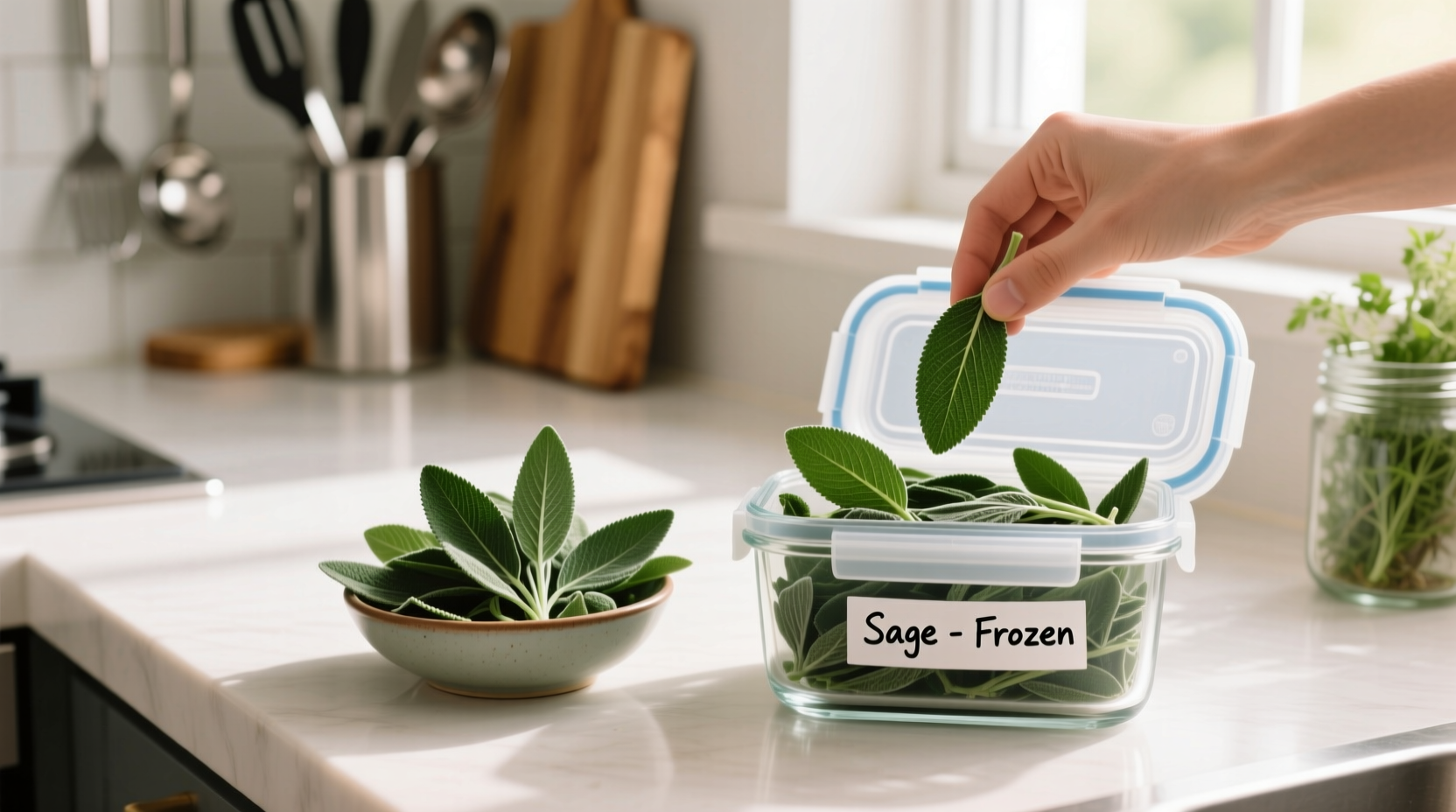 can i freeze fresh sage leaves