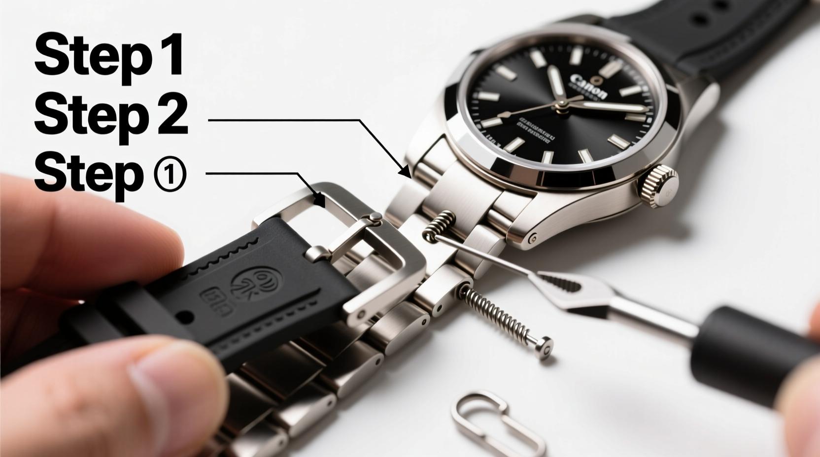 step by step guide to replacing your watch strap with a metal bracelet for a perfect fit